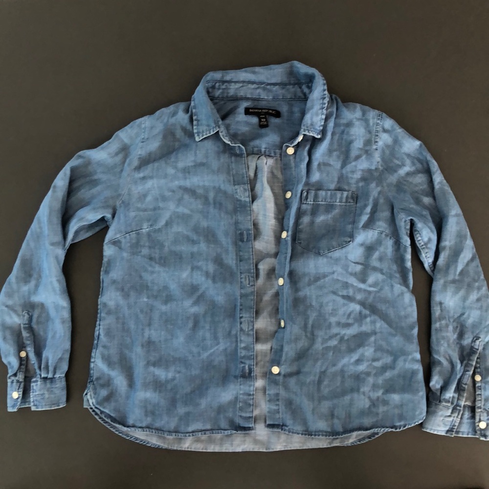 Cotton denim button up shirt